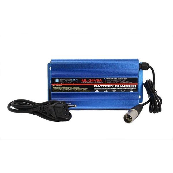 Mighty Max Battery 24 Volt 8 Amp Charger For BATC8, 4C24080A, C12-005-00800 MAX3496987